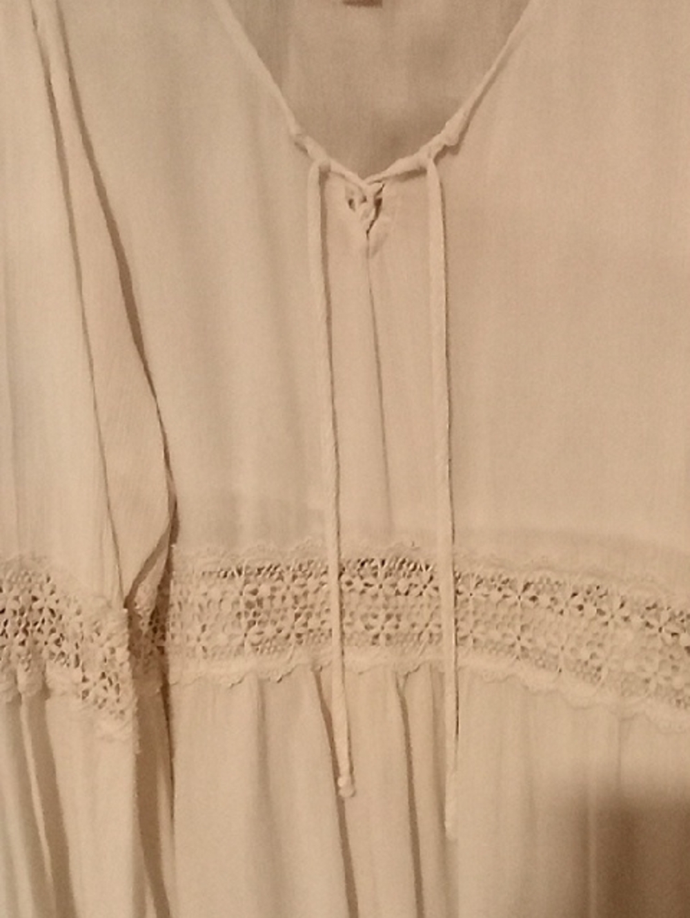 Mossimo Supply Co. Cream Boho Crochet Trim Peasant Top
